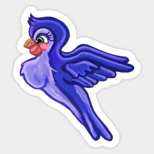 Flying Indigo Cartoon Bird Sticker